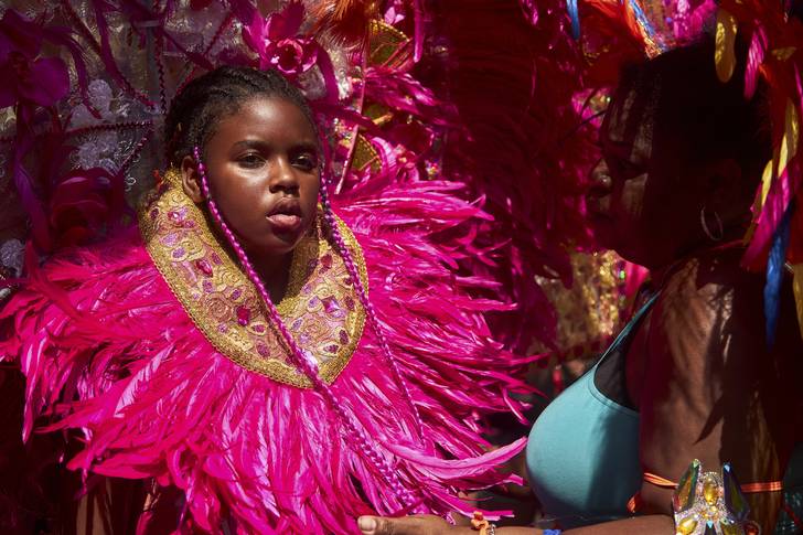 Revelers in costume at the West Indian Day Parade on September 5 in Brooklyn.